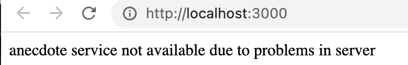 browser saying anecdote service not available due to problems in server on localhost
