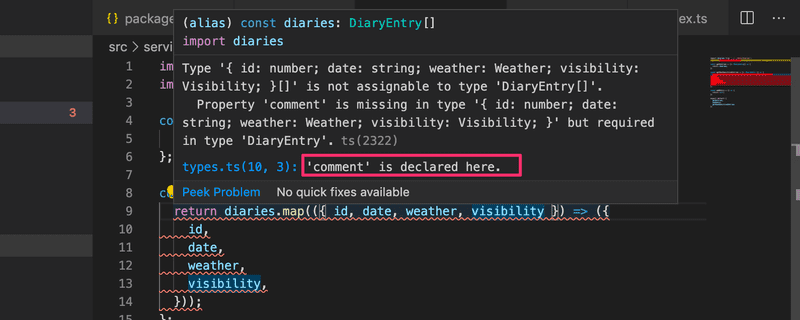 vs code error - comment is declared here
