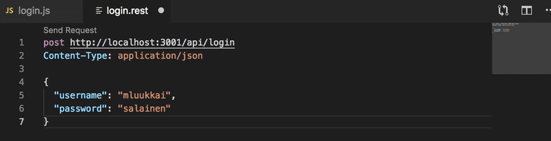 vscode rest post with username/password