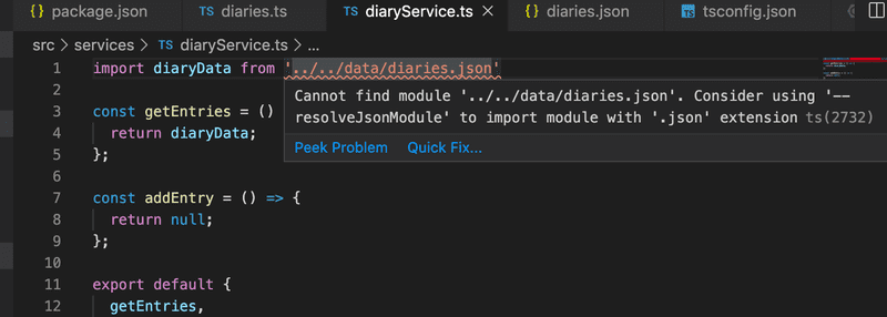 vscode asking to consider using resolveJsonModule since can't find module