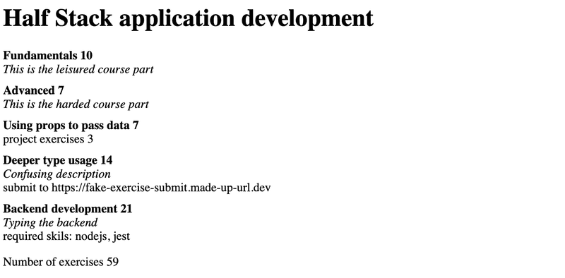 browser showing half stack application development