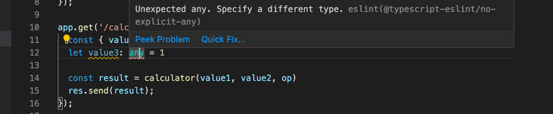 vscode showing ESlint complaining about using the any type