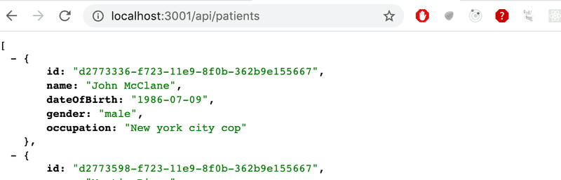 api/patients browser shows no ssn in patients json