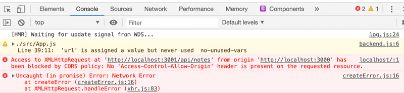 Get request showing error in dev tools