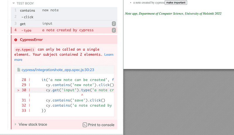cypress error - cy.type can only be called on a single element