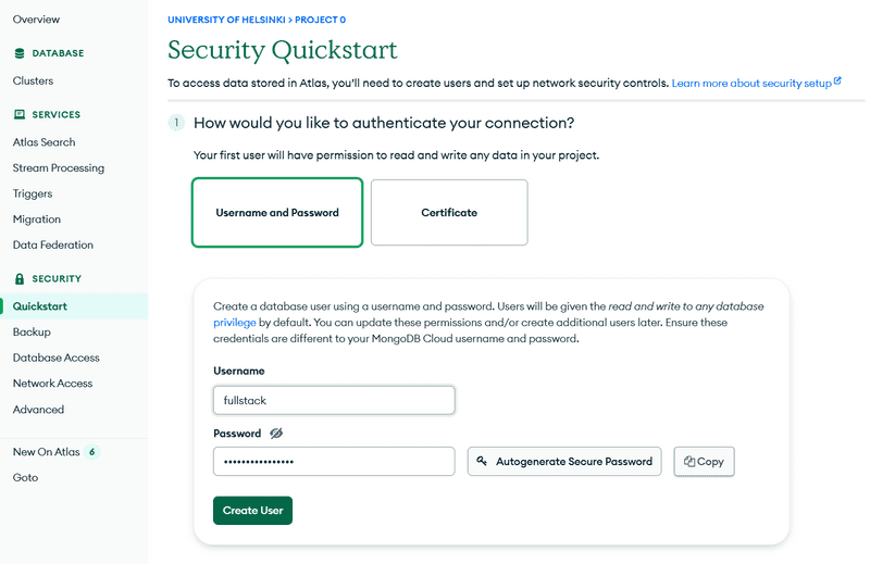 mongodb security quickstart