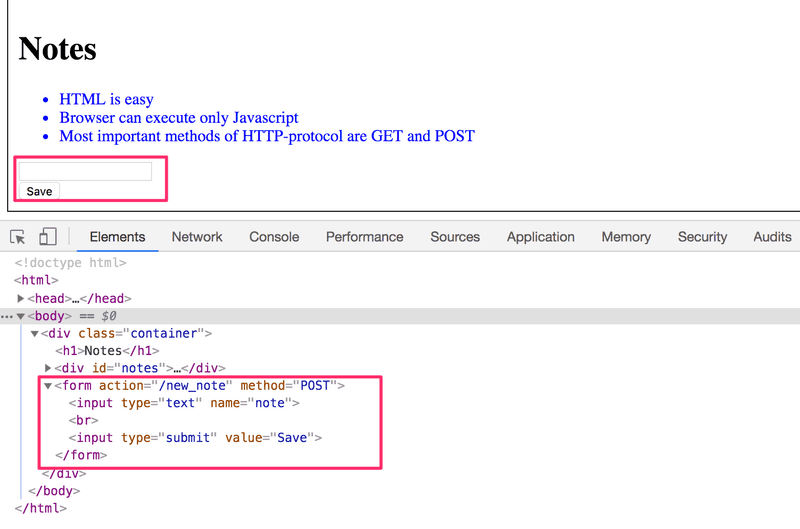 form element highlight in webpage and developer tools