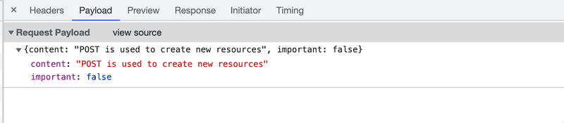 devtools payload tab shows content and important fields from above