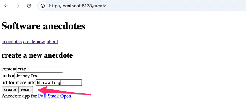 browser anecdotes with reset button