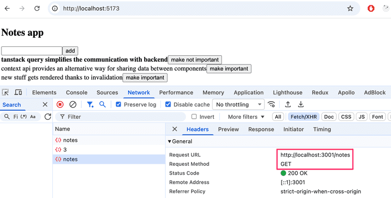 devtools network tab with highlight over 3 and notes requests