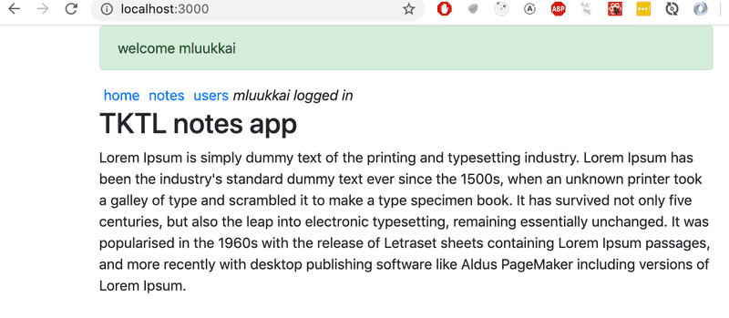 aplicación de notas con notificación de bootstrap