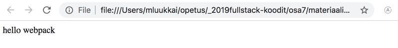 navegador mostrando hello webpack