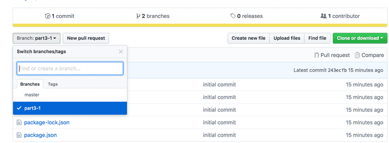 GitHub screenshot of branch 3-1