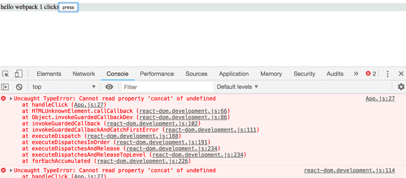 console devtools ne peut pas concaténer sur undefined dans handleClick