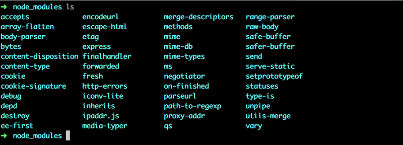 ls command listing of dependencies in directory